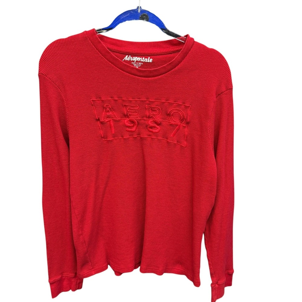 Aeropostale Shirt Mens XL Red Waffle Knit‎ Thermal Long Sleeve Aero 1987
